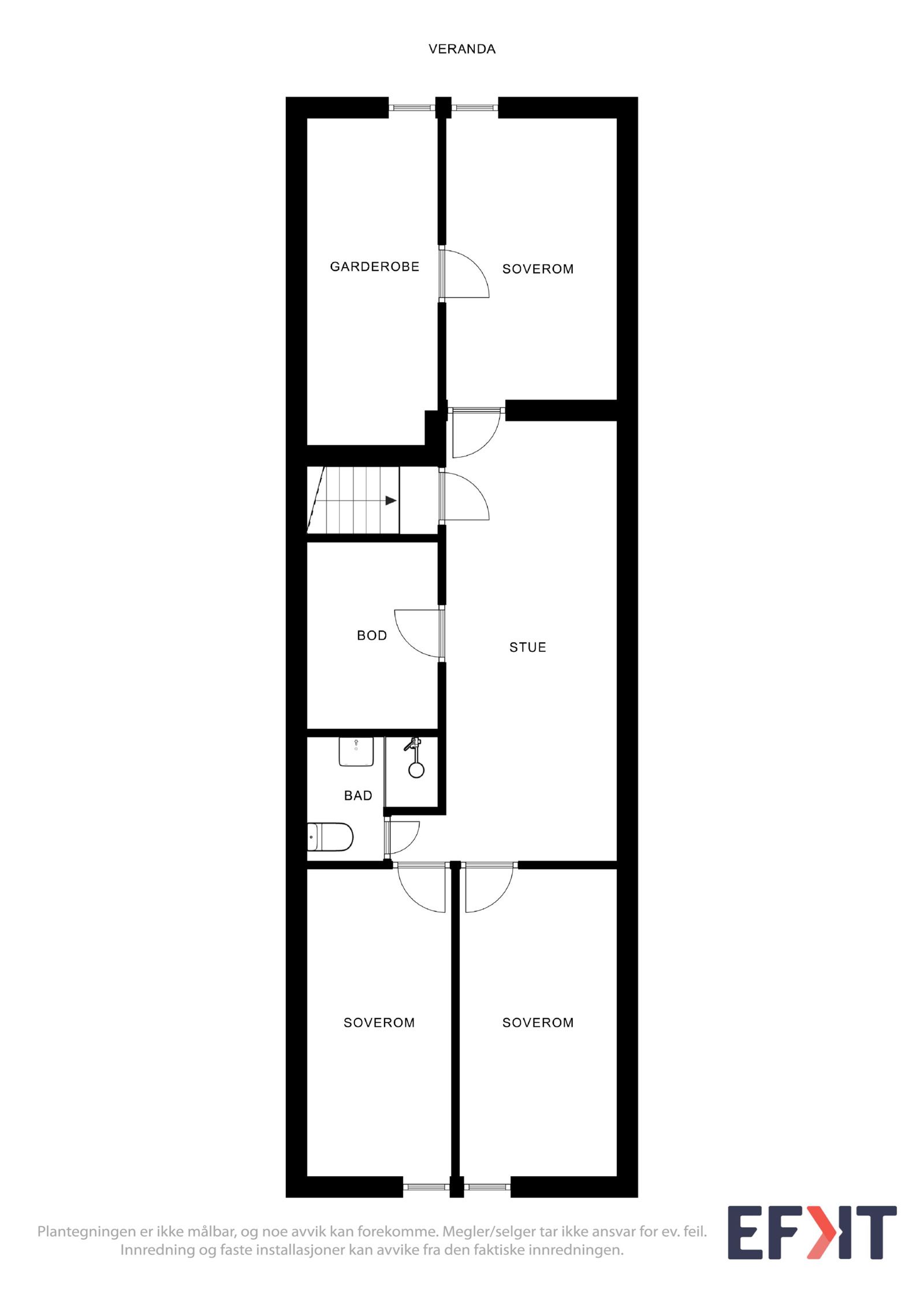 Planløsning 2. etasje kårbolig - Vestsideveien 65