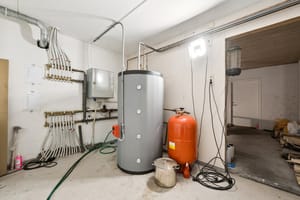 Teknisk rom i kjelleretasjen i våningshuset