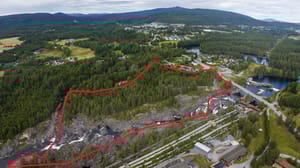 Skogteigen Lysemyrhagen ved Labrofossen (inntegnet areal er omtrentlig skissert og ikke faktiske tomtegrenser)