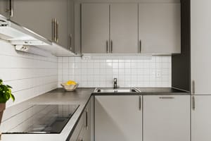 Integrerte hvitevarer fra Gorenje bestående av induksjonsplatetopp, komfyr, kombinert kjøl/fryseskap og oppvaskmaskin