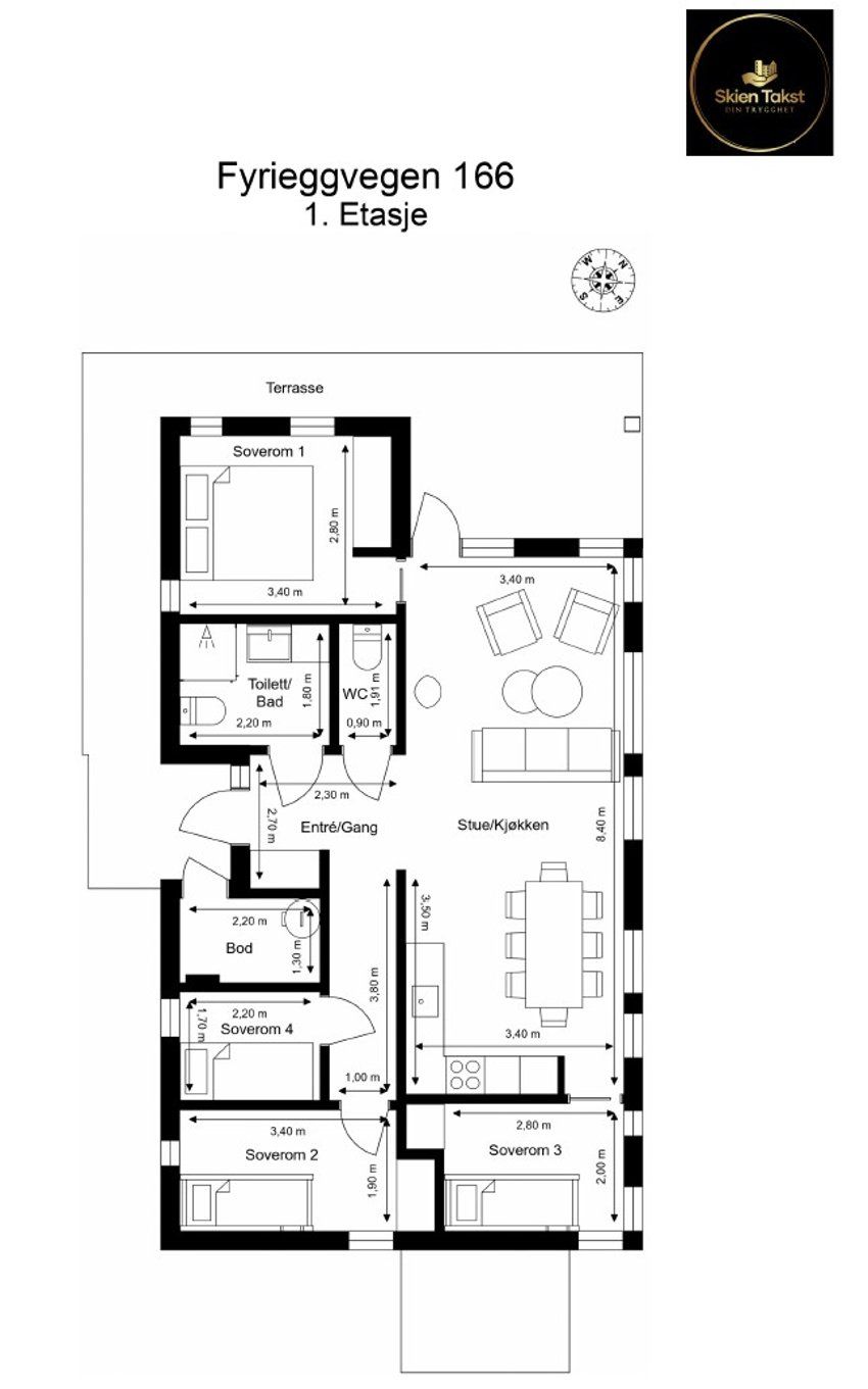 Plantegning Fyrieggvegen 166