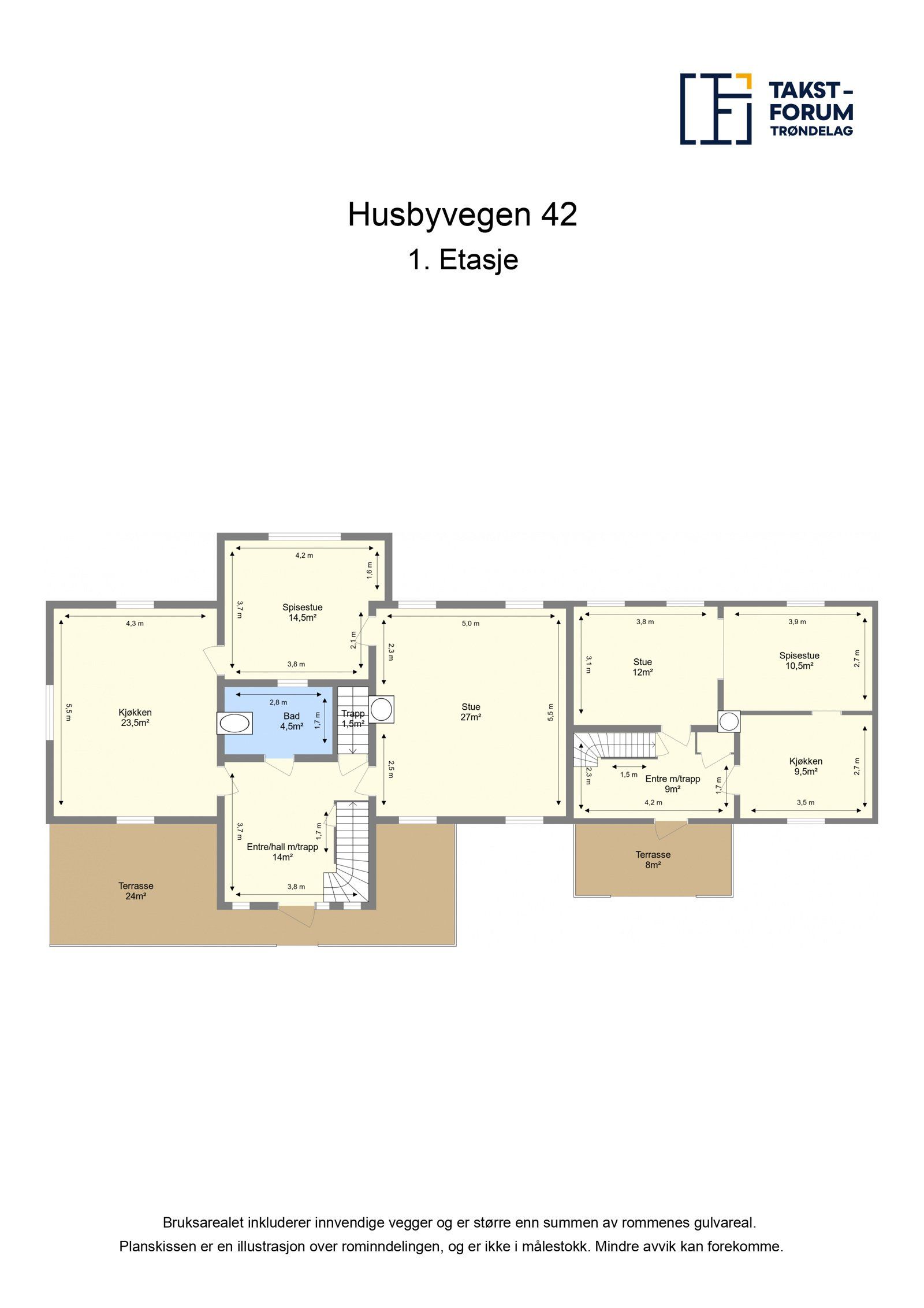 Plan våningshus 1. etasje