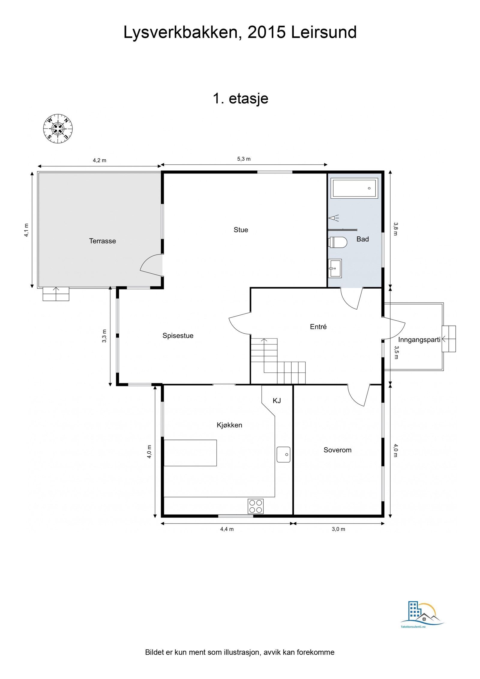 Floorplan letterhead - Lysverkbakken, 2015 Leirsund - 1. etasje - 2D Floor Plan