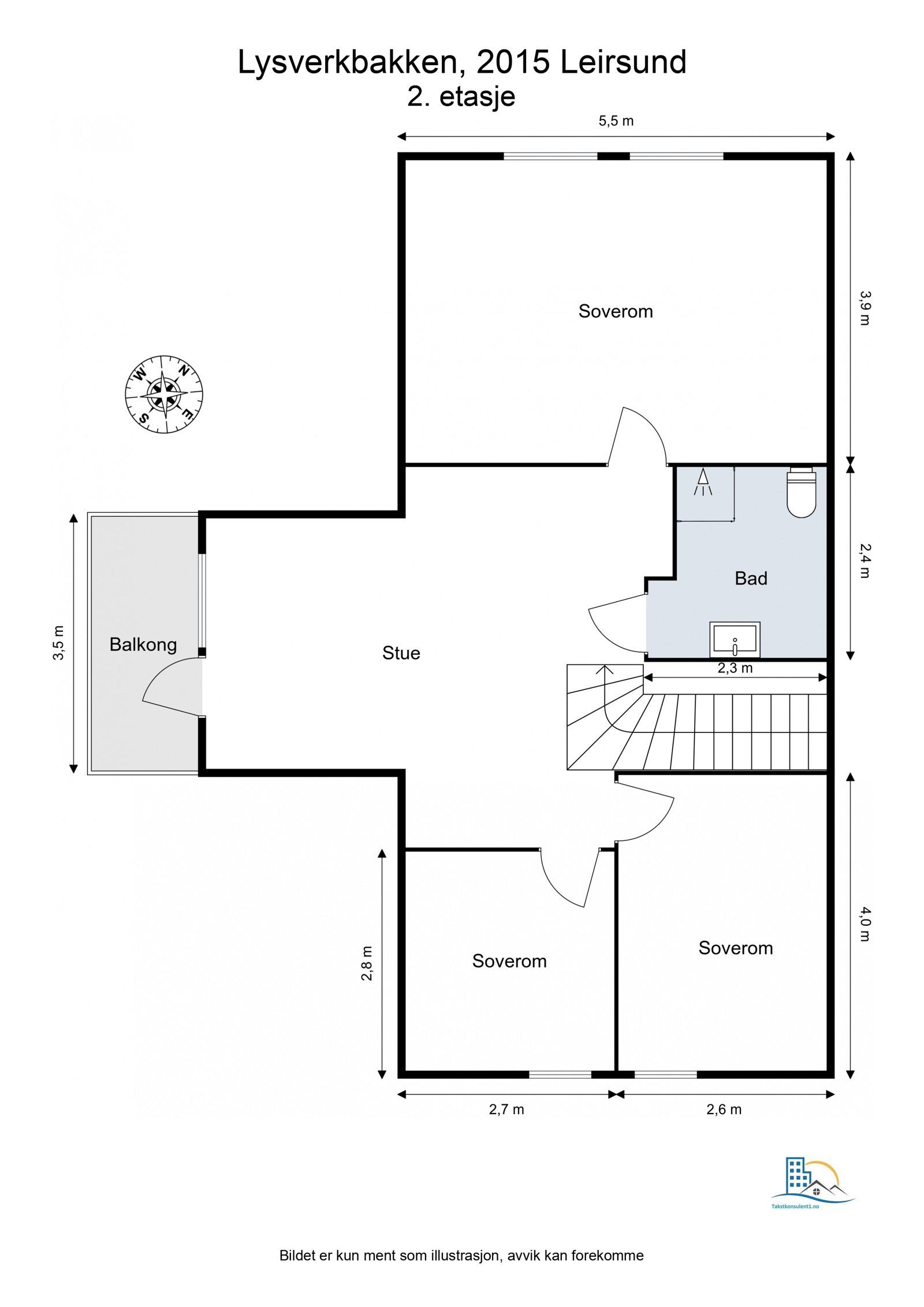 Floorplan letterhead - Lysverkbakken, 2015 Leirsund - 2. etasje - 2D Floor Plan