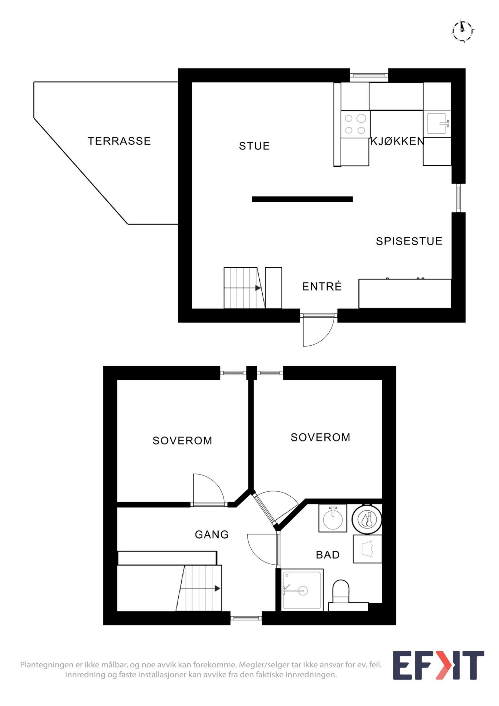 Planløsninger begge etasjer stabburet