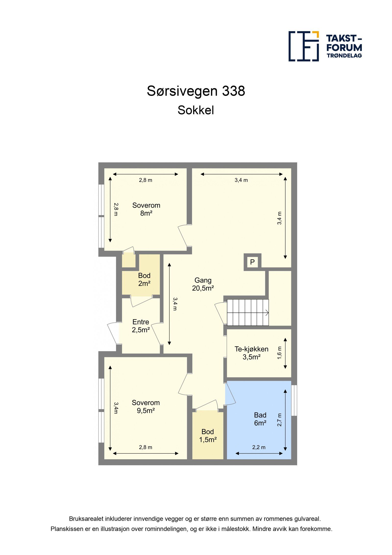 Sørsivegen 338 - Planskisse sokkel 