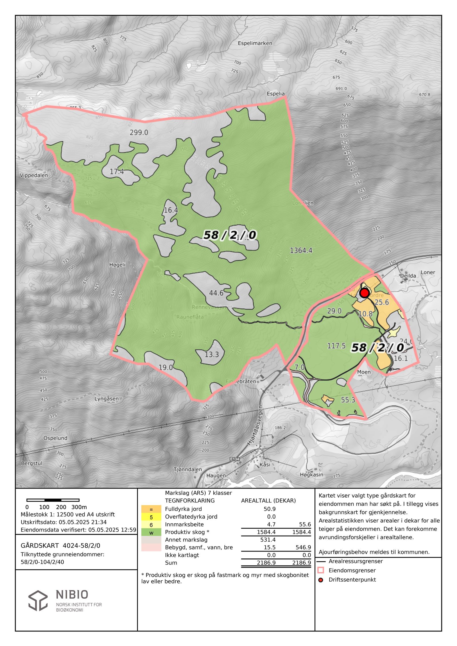 Gårdskart Saulandsvegen 1326