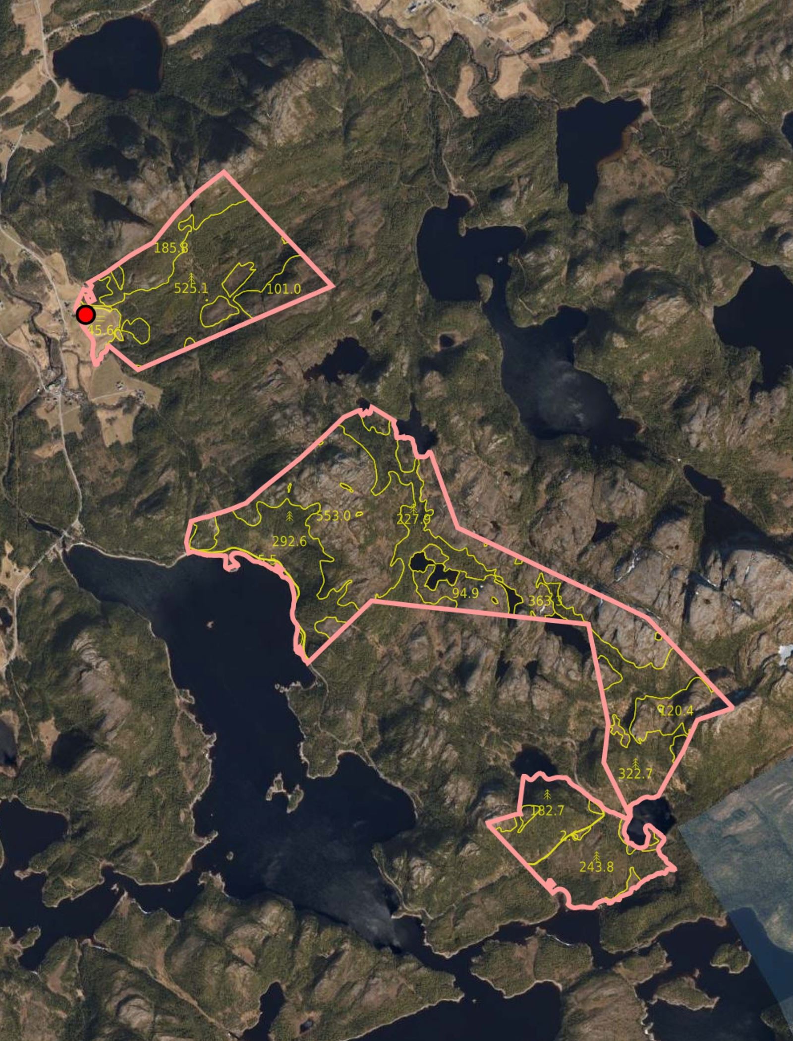 NIBIO gårdskart over eiendommen
