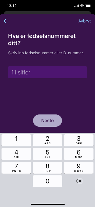 Skriv inn fødselsnummer