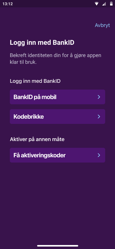 Velg BankID på mobil