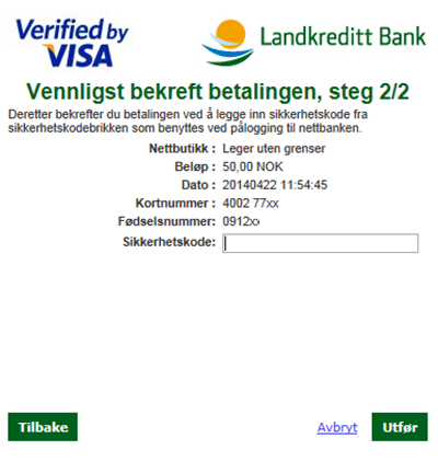 Bekreft betalingen med nettbankpassord steg 2