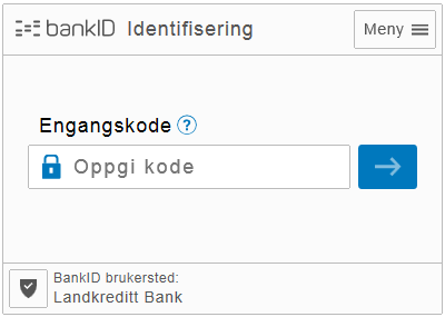 Oppgi engangskode fra kodebrikke